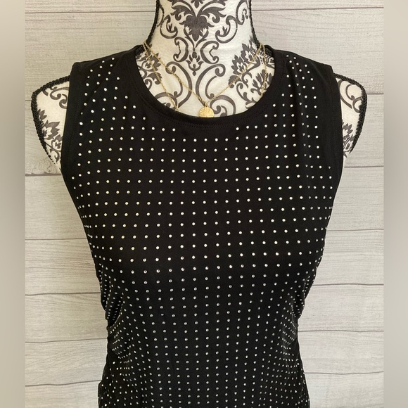 Rebecca Minkoff | Women’s Black Sleeveless Blouse With Rhinestones - Picture 2 of 7